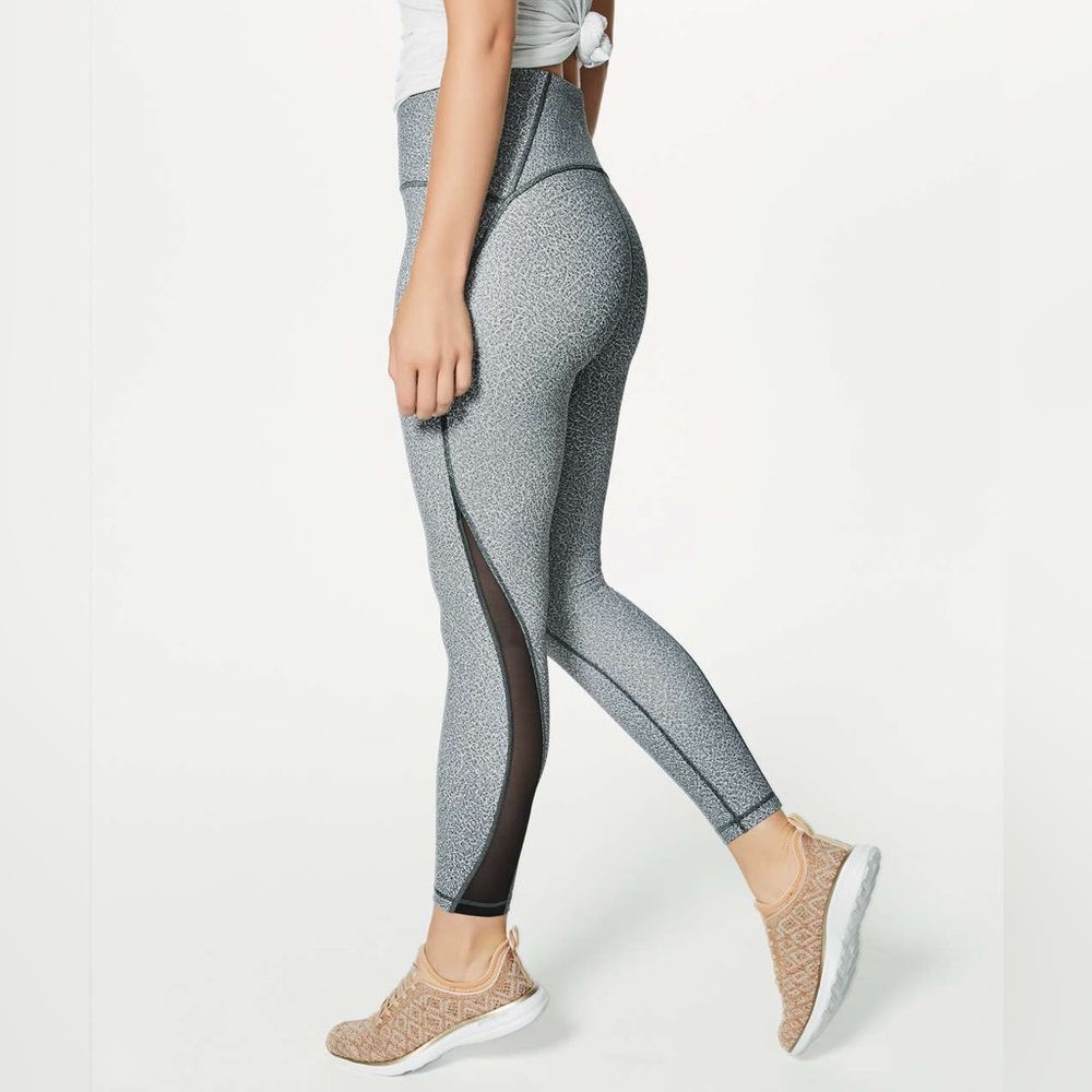 Lululemon Leggings Women Size 8 Gray Train Times Mesh Pants Active Performance - Picture 2 of 14